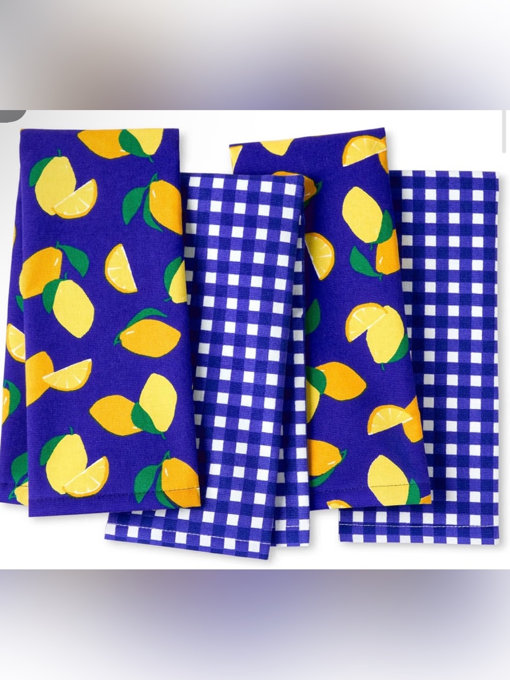 NWT Set of 4 Kate Spade Lemon & Gingham Print Kitchen Towels